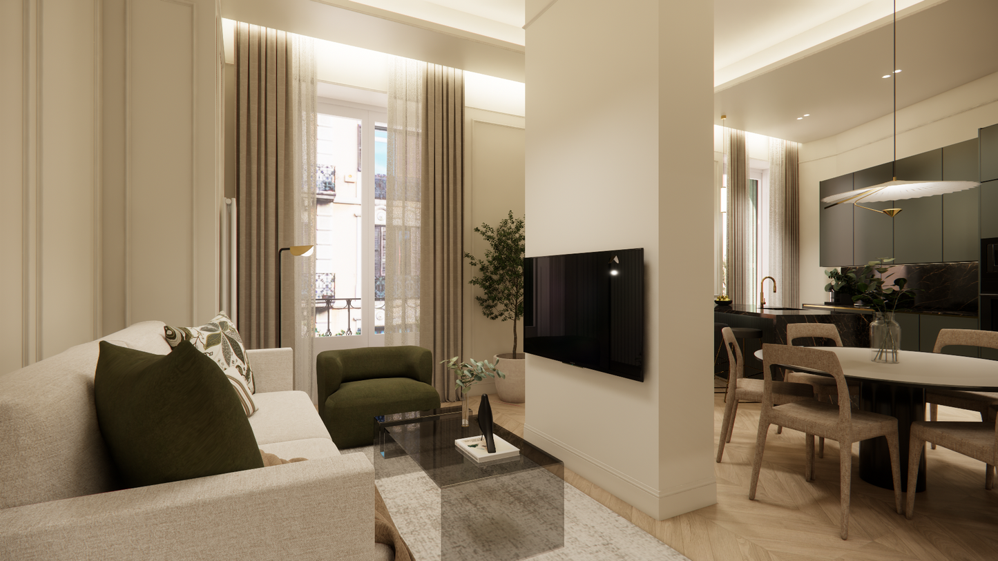 Piso de lujo en Madrid con balcón y encanto urbano en Calle del Barco