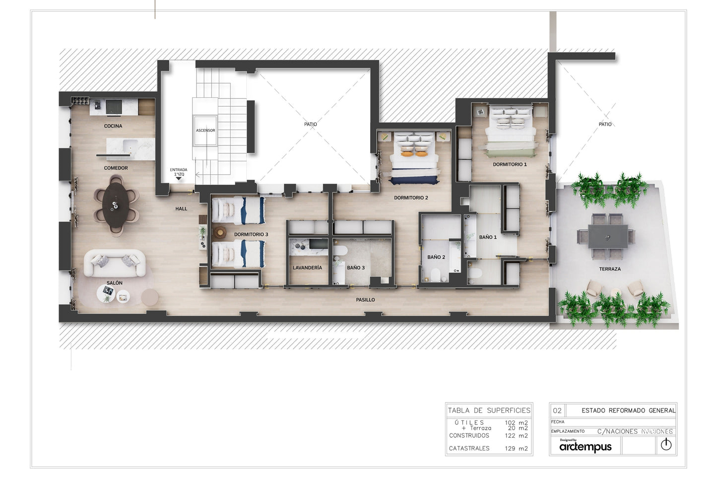 Piso de lujo en Madrid con terraza privada en Calle Naciones